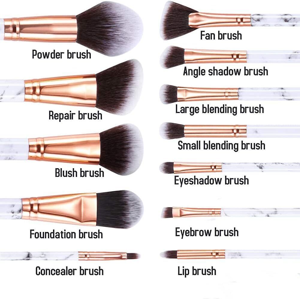 Makeup Brushes  Professional 12Pcs Marble Make Up Brushes Set